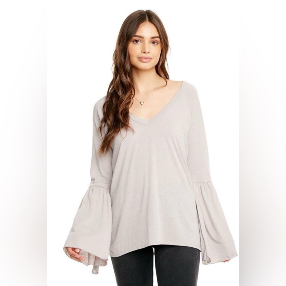 Chaser Vintage Jersey Peplum Sleeve Raglan Tee Small NWT